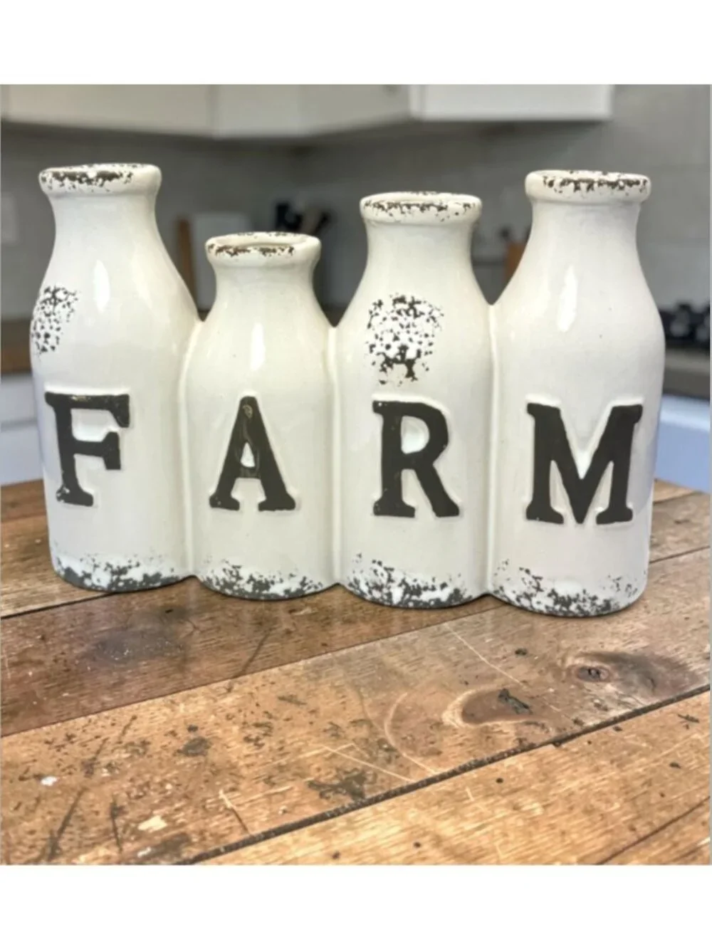 Rustic Farmhouse Four Spout Milk Bottle Ceramic Vase